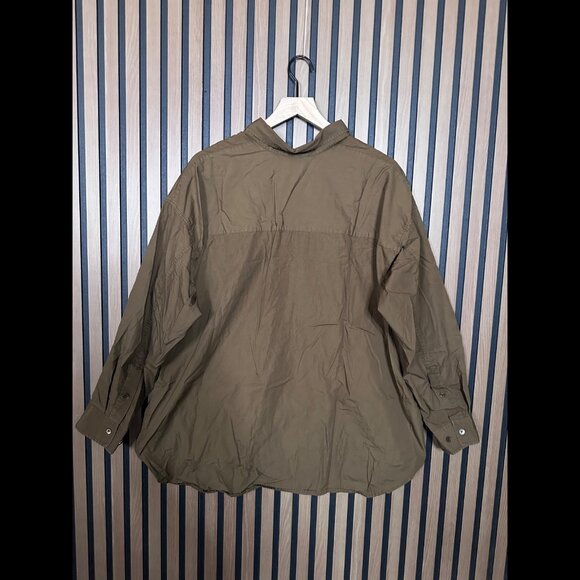 Wilfred Free Shirt Large Womens Brown Boyfriend Fit Long Sleeve Pocket Button - Picture 2 of 8